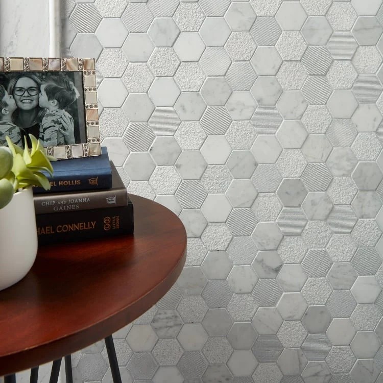 Marble Hexagon Mosaic Mesh