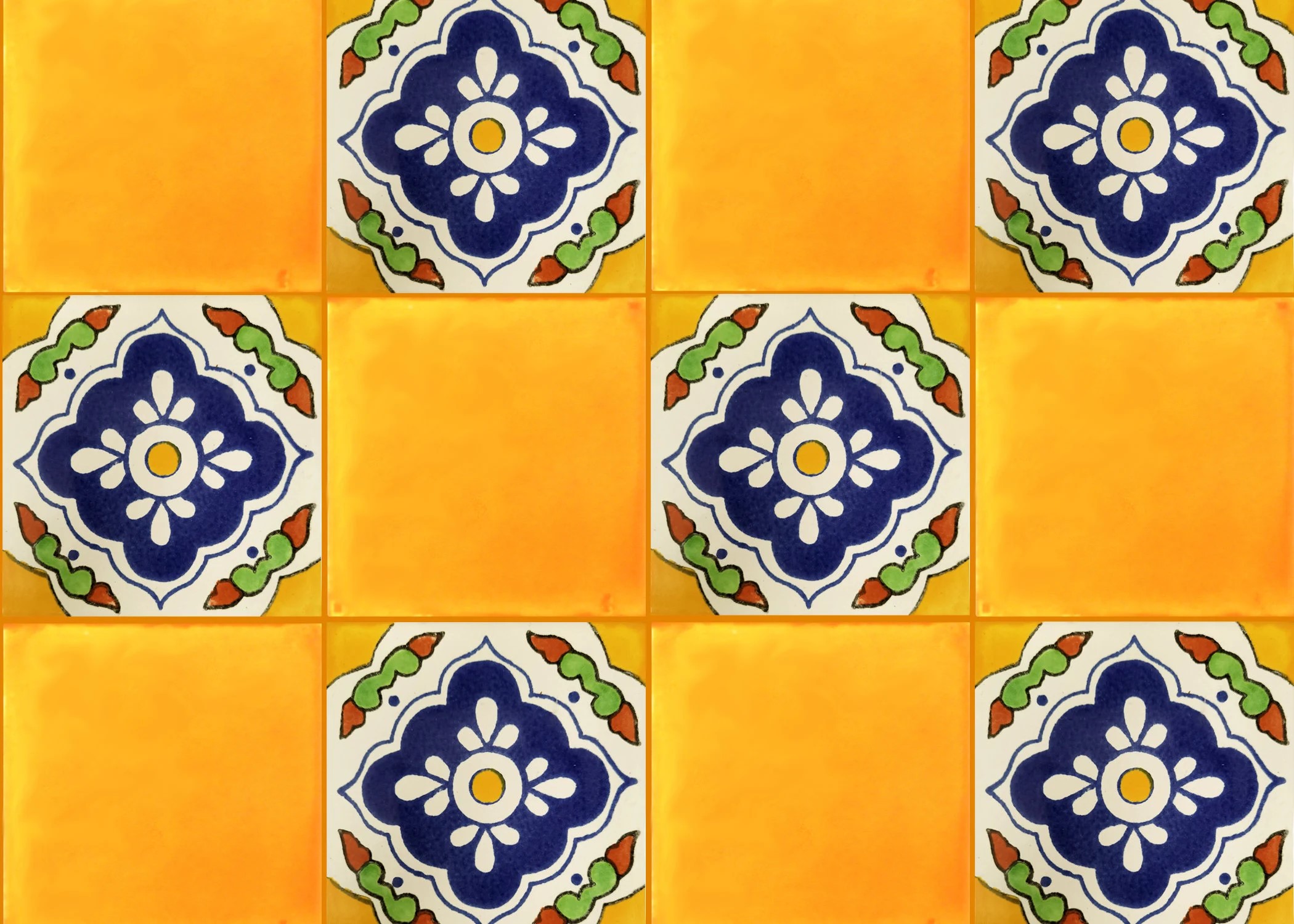 Gold Mexican Talavera tiles