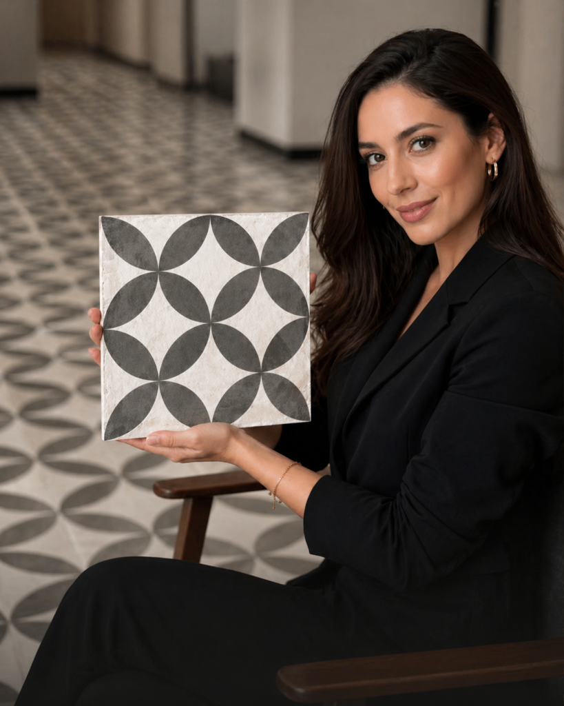 Chez Coco Arch – 10″x10″ Decorative Porcelain Tile (for walls and floors)