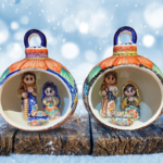 Lit up Talavera Nativity Ornaments