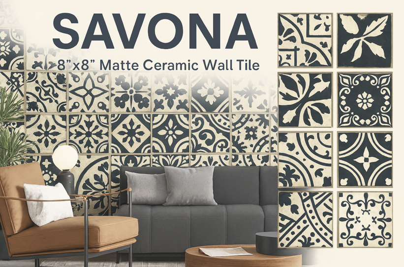 Savona Matte Deco Ceramic tile -8″x 8″