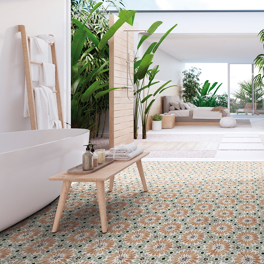 Bohemia Hanna Porcelain hexagon deco tile – 8×10