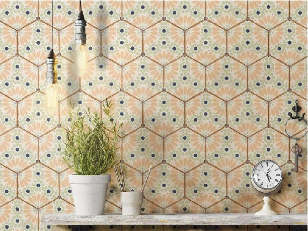 Bohemia Hanna Porcelain hexagon deco tile – 8×10