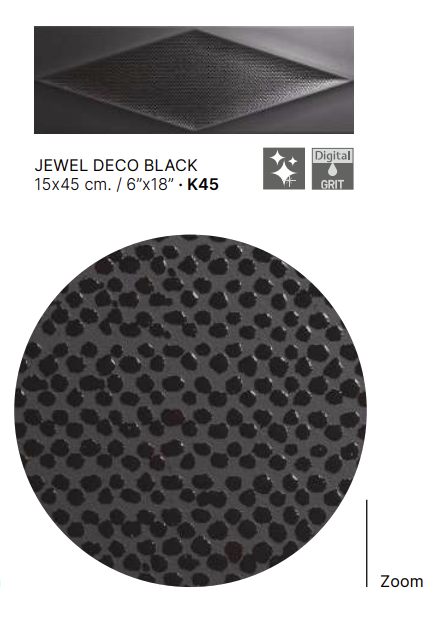 Jewel Deco Black Porcelain deco tile -6×18