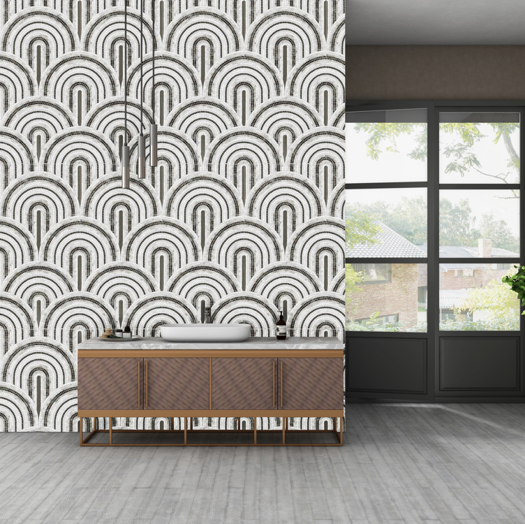 Vintage Gray Chips Porcelain big depth embossed deco tile – 24×48