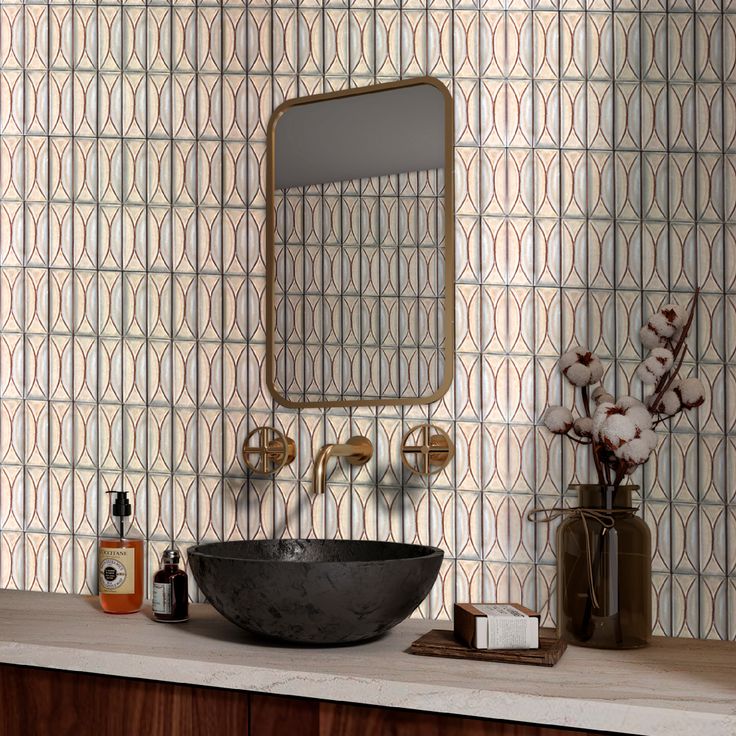 Lens Yellow Porcelain gloss relief deco tile – 12×24