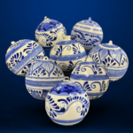 Handmade Traditional Blue Mexican Talavera-Tree Ornament