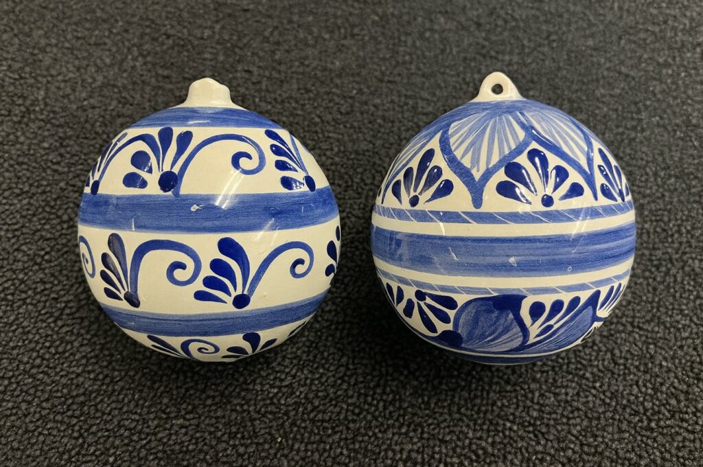 Handmade Traditional Blue Mexican Talavera-Tree Ornament