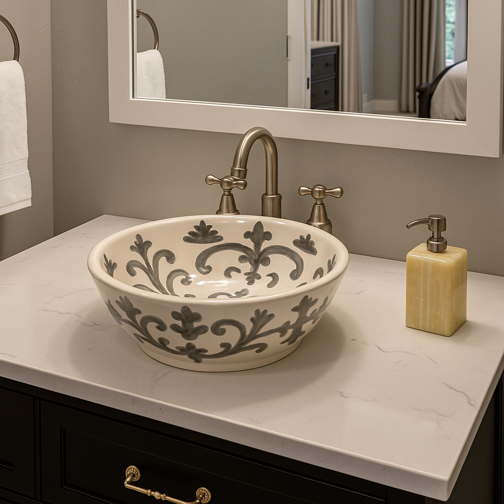 Traditional Gray Mexican Talavera – Round Sink