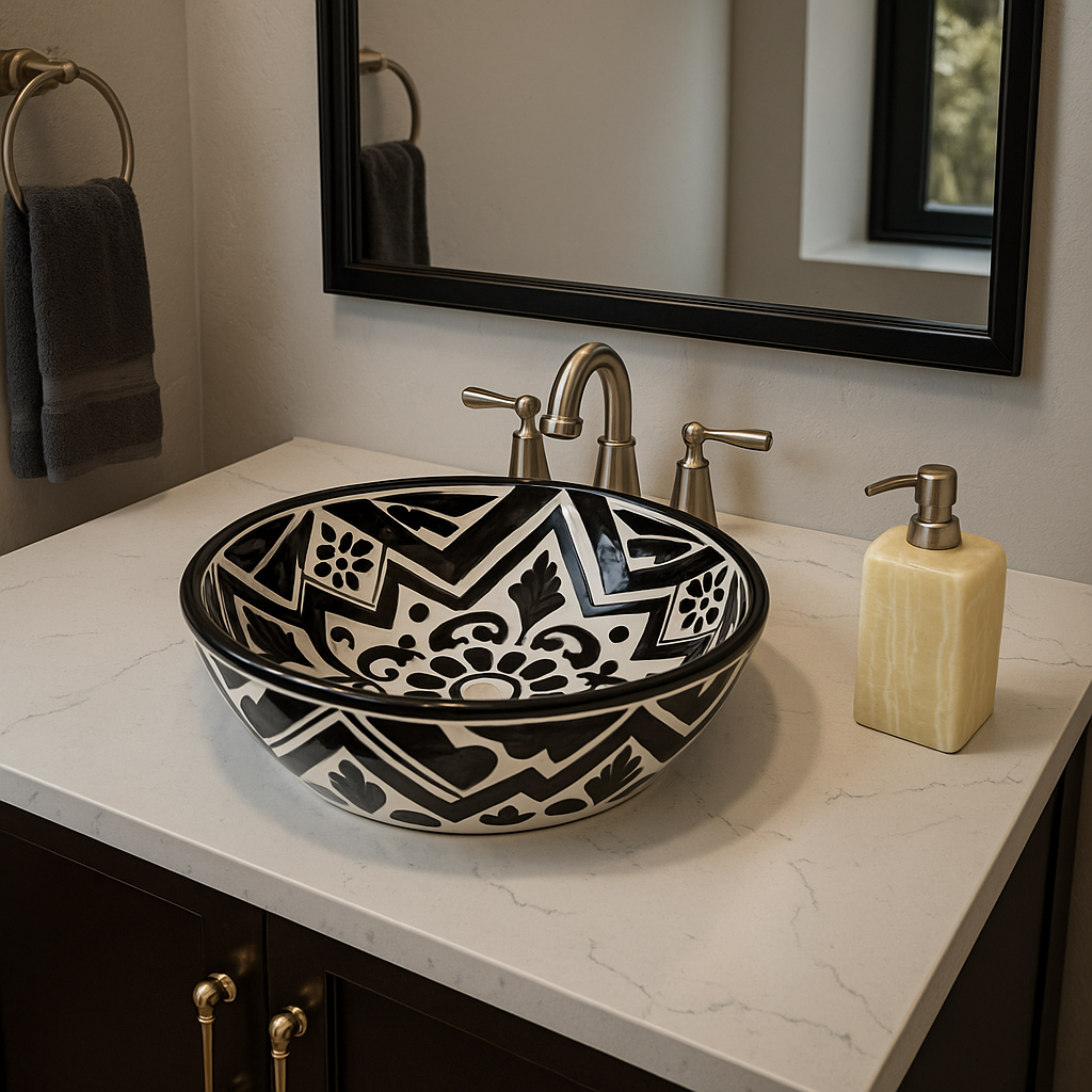 MD Negro Round Mexican Talavera Sink – Artisanal