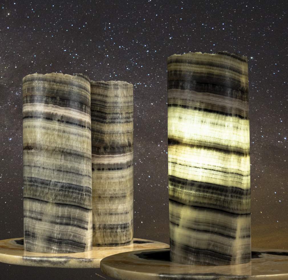 Sonoran Eclipse – Cylinder gray Onyx Accent Lamp