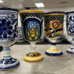 Mexican Talavera Wine Goblets – Handcrafted Set of 4