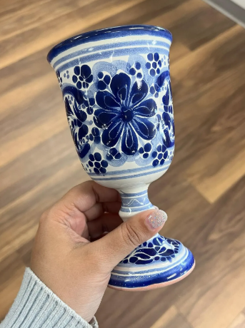 Mexican Talavera Wine Goblets – Handcrafted Set of 4