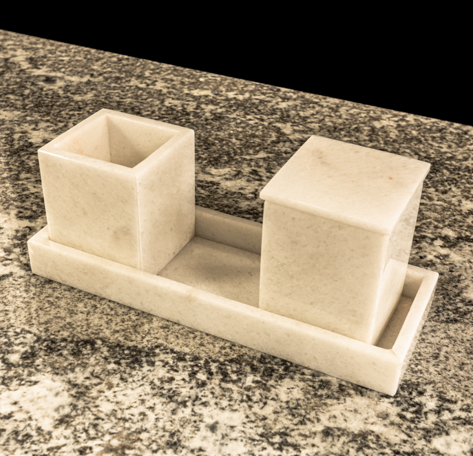 Handmade white Onyx Stone – Bath Canister Set