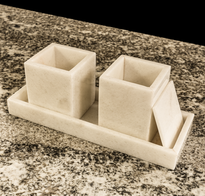 Handmade white Onyx Stone – Bath Canister Set