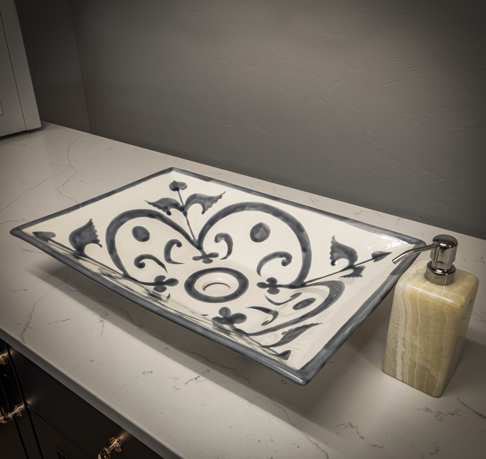 Milan Gris Rectangular Talavera Sink – Handcrafted Mexican Artistry