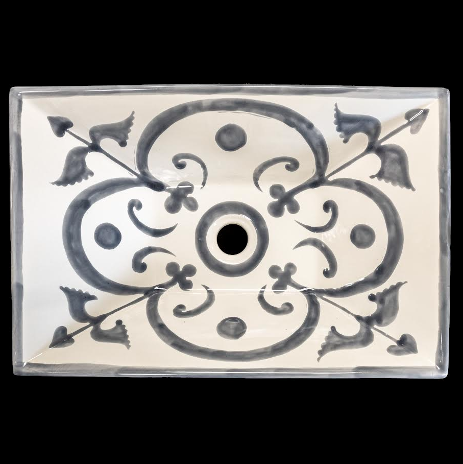Milan Gris Rectangular Talavera Sink – Handcrafted Mexican Artistry