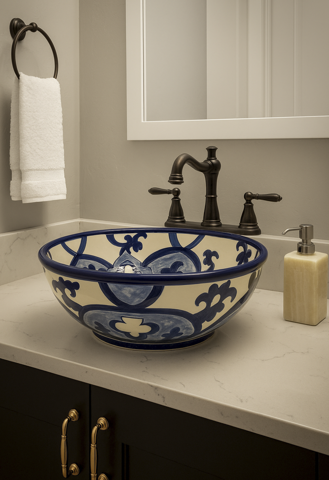 Traditional AL 217 Talavera Round Sink – Blue