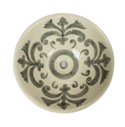 Traditional Gray Mexican Talavera – Round Sink