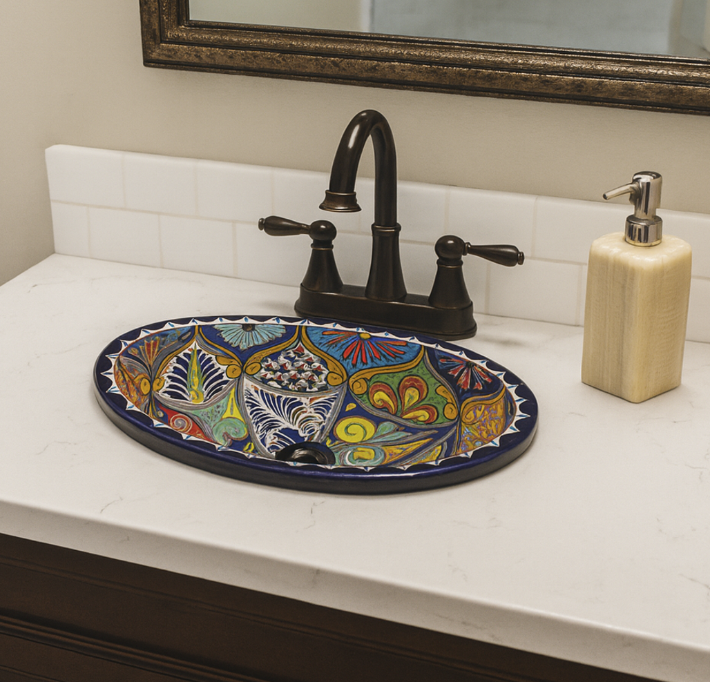 MR Oval Traditional Mexican Talavera Sink – Multicolor