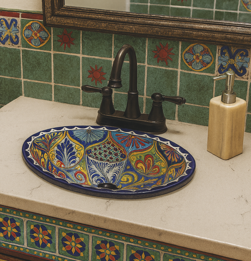 MR Oval Traditional Mexican Talavera Sink – Multicolor
