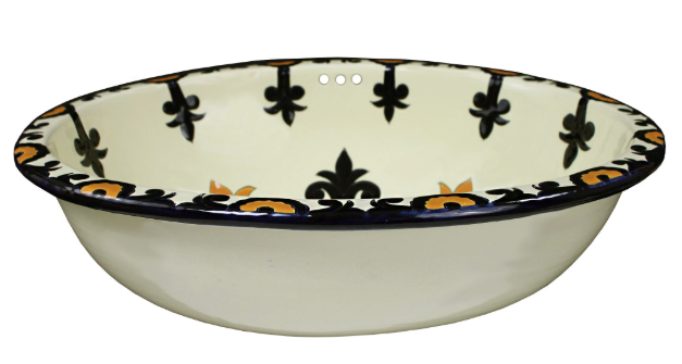 Traditional Mexican Talavera oval sink – Black and Yellow