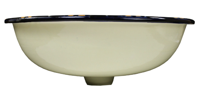 Traditional Mexican Talavera oval sink – Black and Yellow