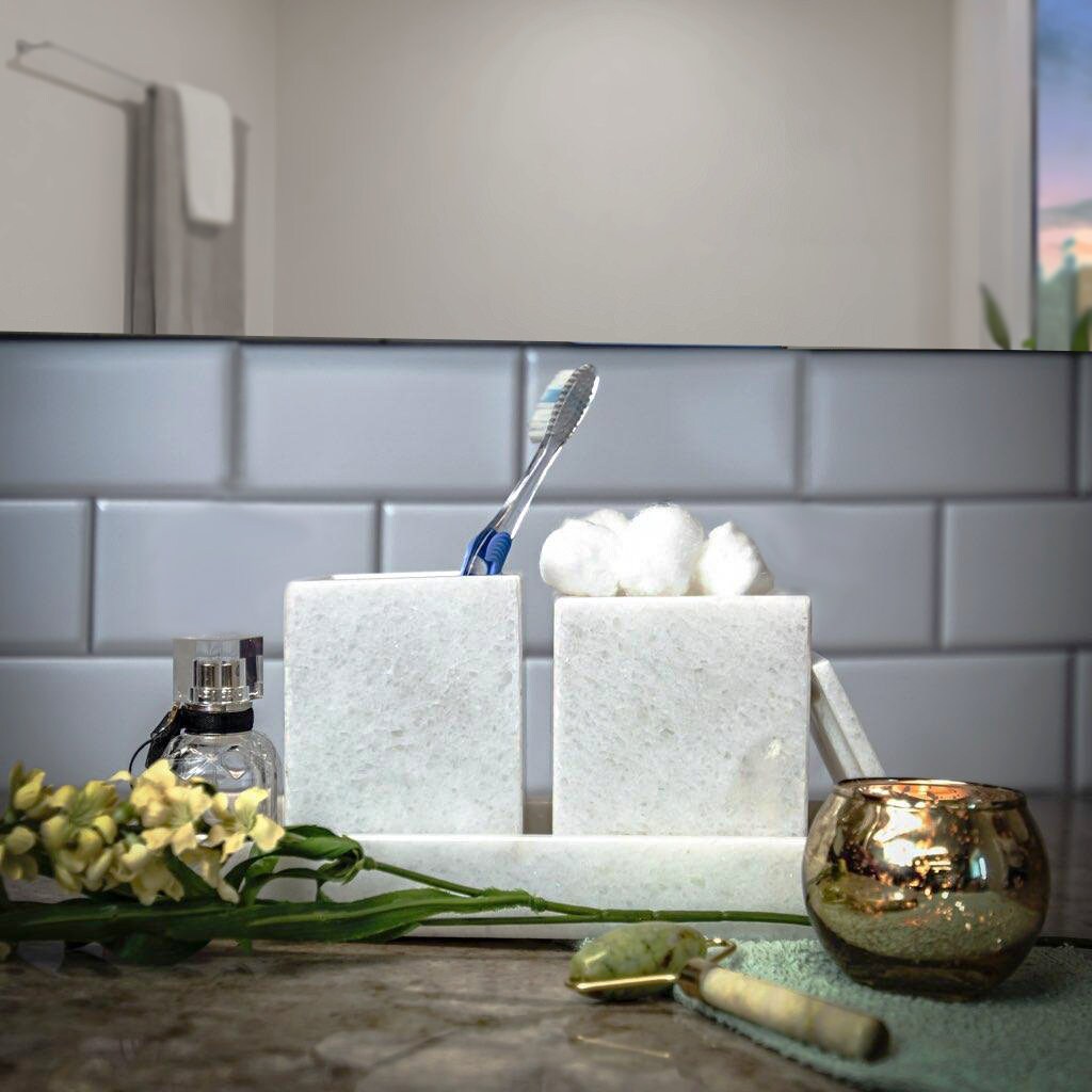 Handmade white Onyx Stone – Bath Canister Set