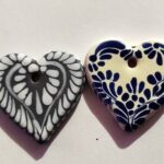 Handmade Mexican Talavera Heart Necklace – Silver Chain & Ceramic Beads