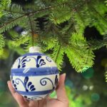 Handmade Traditional Blue Mexican Talavera-Tree Ornament