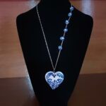 Handmade Mexican Talavera Heart Necklace – Silver Chain & Ceramic Beads