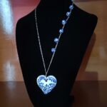 Handmade Mexican Talavera Heart Necklace – Silver Chain & Ceramic Beads