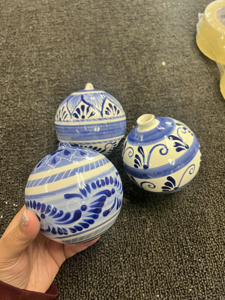 Handmade Traditional Blue Mexican Talavera-Tree Ornament