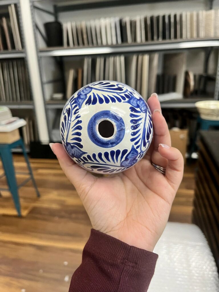 Handmade Traditional Blue Mexican Talavera-Tree Ornament