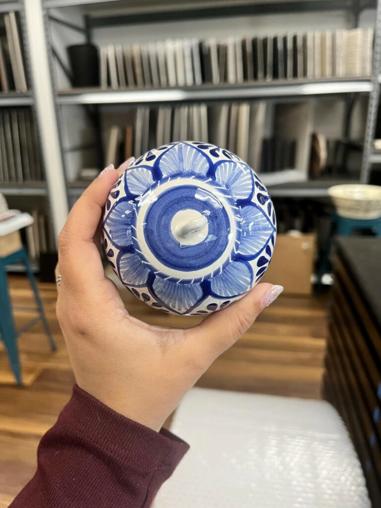 Handmade Traditional Blue Mexican Talavera-Tree Ornament