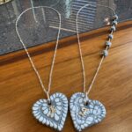 Handmade Mexican Talavera Heart Necklace – Silver Chain & Ceramic Beads