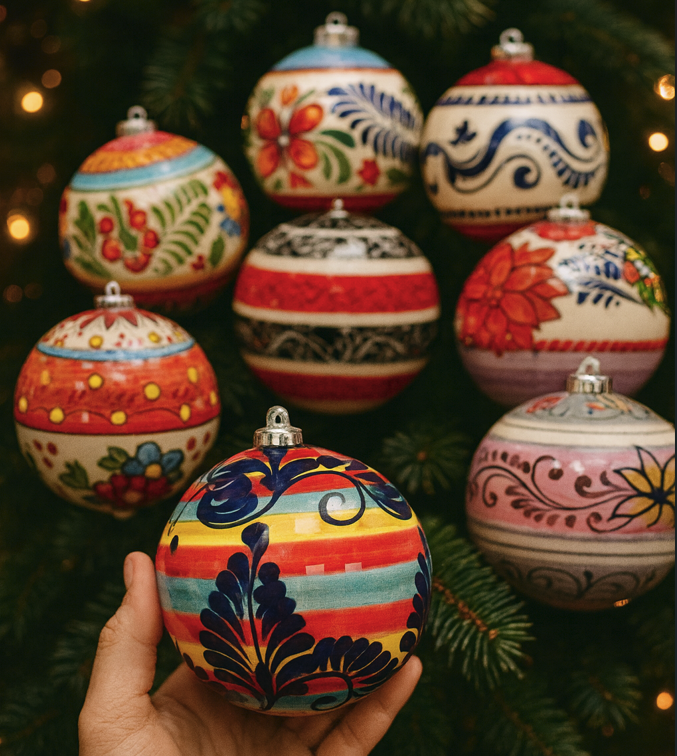 4″ Handmade Traditional Mexican Talavera-Tree Ornament