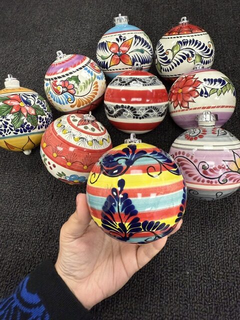 4″ Handmade Traditional Mexican Talavera-Tree Ornament