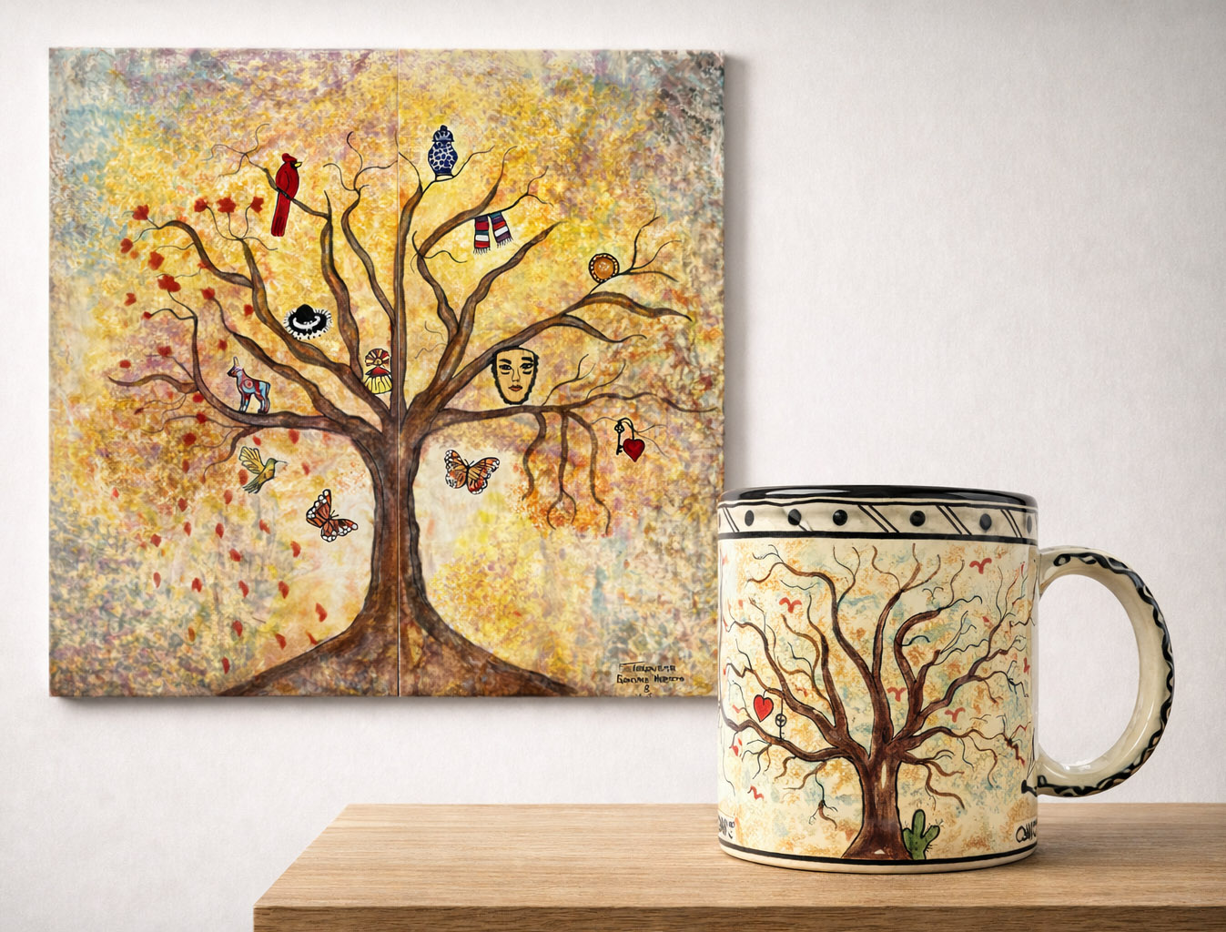 Hand-Painted Talavera Mug – Árbol de la Vida Mexican Ceramic Coffee Cup, Handmade Pottery