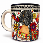 16oz Hand-Painted Talavera Mug – Flower Child Mexican Ceramic Coffee Cup, Handmade Pottery