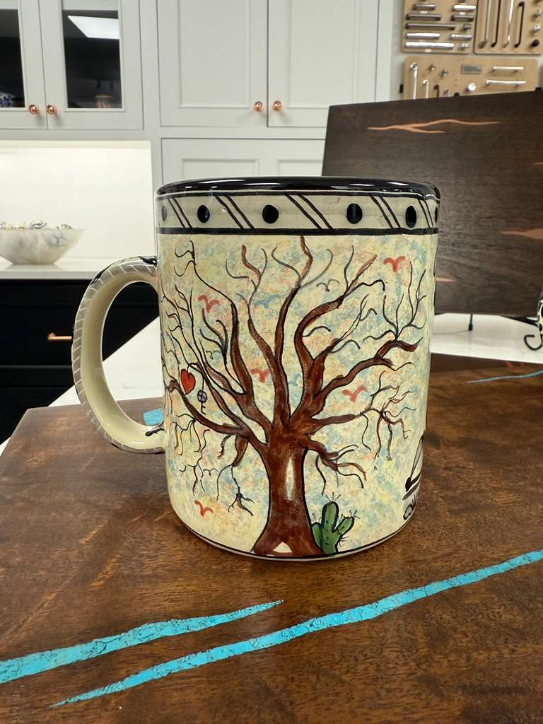 Hand-Painted Talavera Mug – Árbol de la Vida Mexican Ceramic Coffee Cup, Handmade Pottery