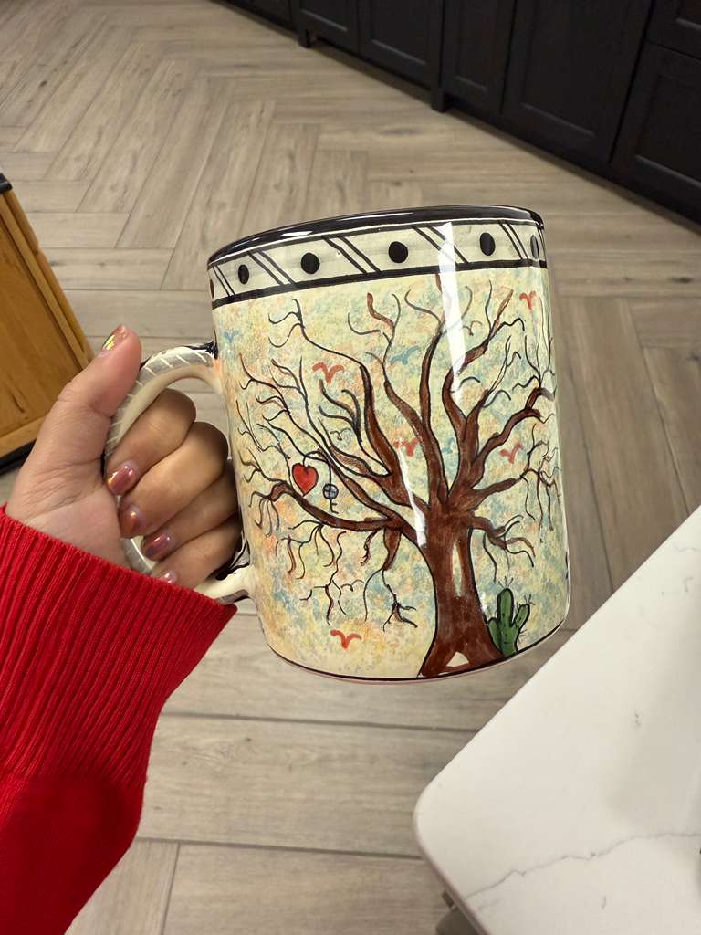 Hand-Painted Talavera Mug – Árbol de la Vida Mexican Ceramic Coffee Cup, Handmade Pottery