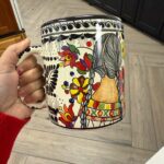 16oz Hand-Painted Talavera Mug – Flower Child Mexican Ceramic Coffee Cup, Handmade Pottery