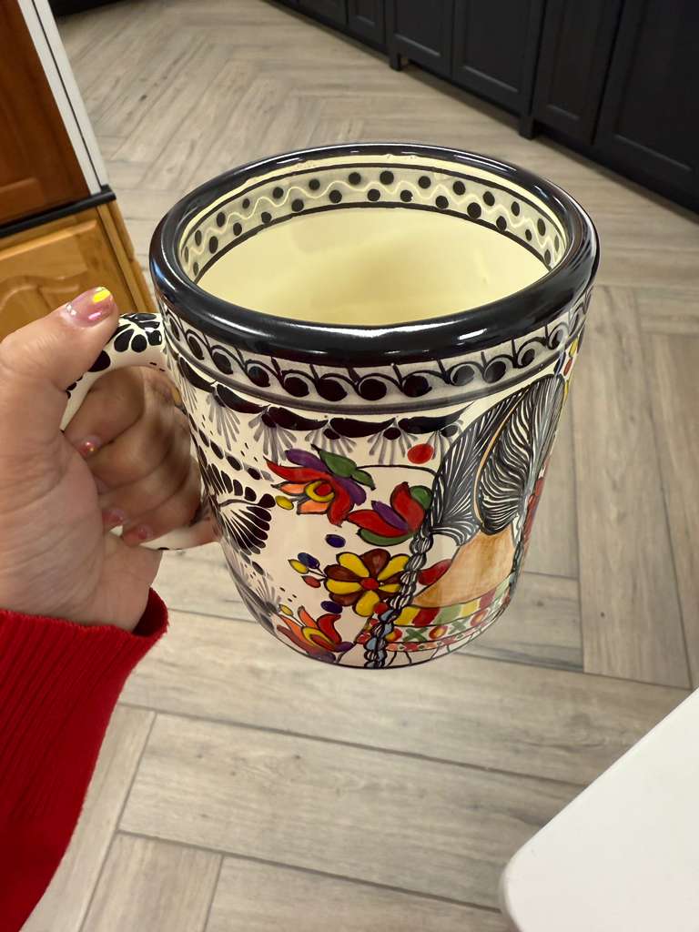 16oz Hand-Painted Talavera Mug – Flower Child Mexican Ceramic Coffee Cup, Handmade Pottery