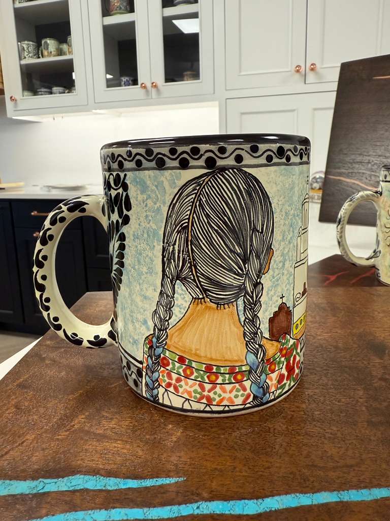 Hand-Painted Talavera Mug – Mission San Xavier del Bac Design