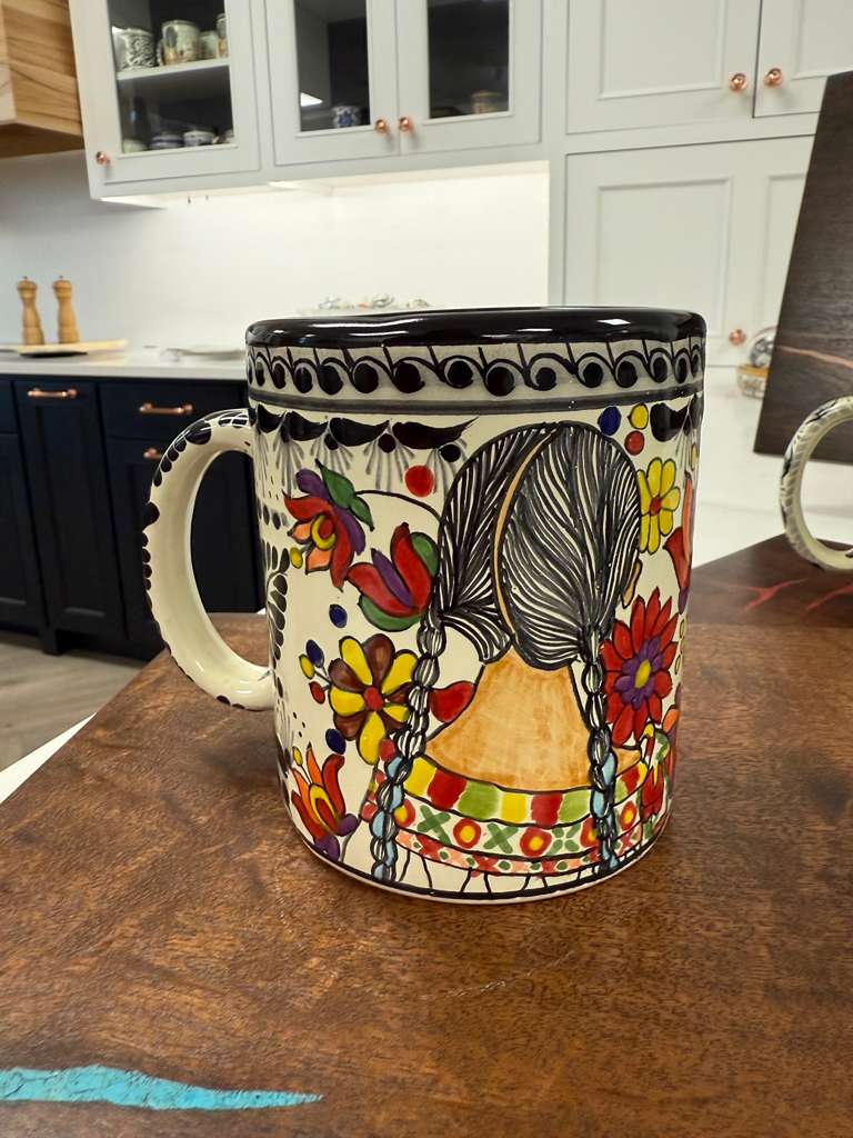 16oz Hand-Painted Talavera Mug – Flower Child Mexican Ceramic Coffee Cup, Handmade Pottery
