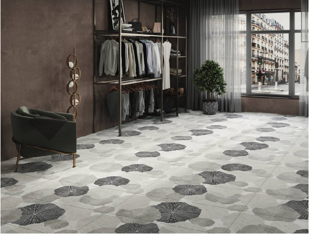 Geometric Bricks Grey 24″x48″ Matte Porcelain Wall Tile – Modern Floral Pattern