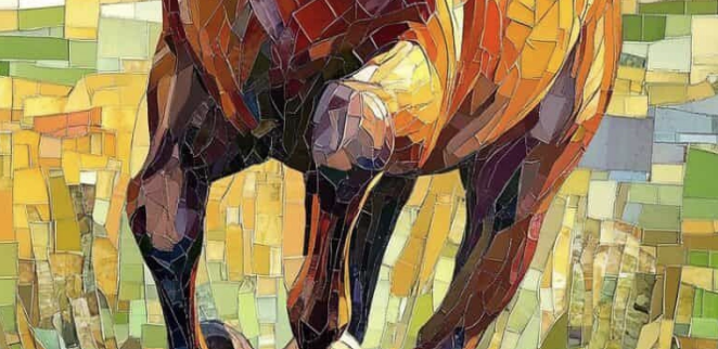HGR Poster 09 Horse Porcelain Tile Mural Set – 4 Panel Luxury Wall Art 24″x48″