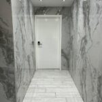 Colonial Light Grey SS 24″x 48″ Porcelain Tile | Metallic Inlay Gloss Carving Marble-Look Wall & Floor Tile