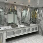 Colonial Light Grey SS 24″x 48″ Porcelain Tile | Metallic Inlay Gloss Carving Marble-Look Wall & Floor Tile